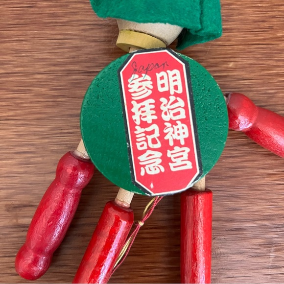 Wooden Jumping Jack Hanging Doll Souvenir from Meiji Shrine Memorial in Japan - Picture 6 of 6